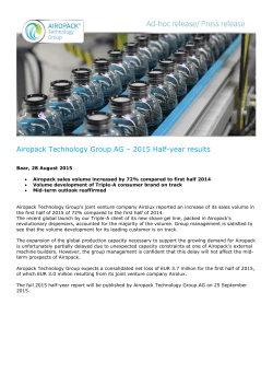 Airopack Technology Group AG – 2015 Half