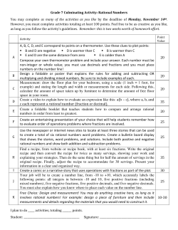 Grade 7 Culminating Activity: Rational Numbers You