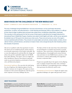 ARAB VOICES ON THE CHALLENGES OF THE NEW MIDDLE EAST