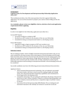 1 WORKSHEET Legatum Center for Development and