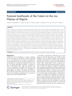 Pastoral livelihoods of the Fulani on the Jos Plateau of Nigeria