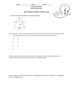 1. Find the area and perimeter of the triangle below: 4. Draw a picture