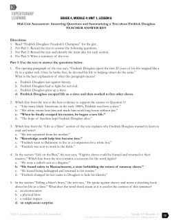 UNIT 1, LESSON 6 Mid-Unit Assessment: Answering Questions