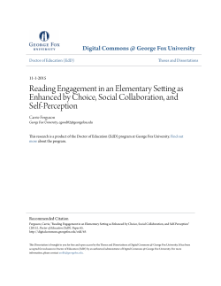 Reading Engagement in an Elementary Setting as Enhanced by
