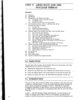 UNIT 9 ARMS RACE AND THE NUCLEAR THREAT