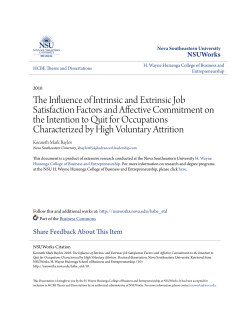 The Influence of Intrinsic and Extrinsic Job Satisfaction