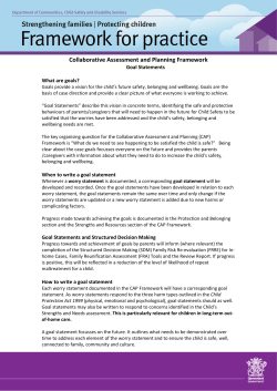 Goal statements  - Department of Communities, Child