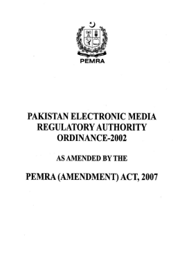 Pakistan Electronic Media Regulatory Authority Ordinance