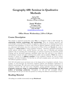 Geography 600: Seminar in Qualitative Methods
