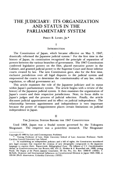 The Judiciary: Its Organization and Status in the Parliamentary System