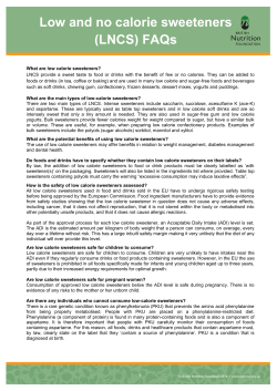 Low and no calorie sweeteners (LNCS) FAQs