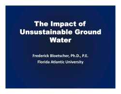 The Impact of Unsustainable Ground Water