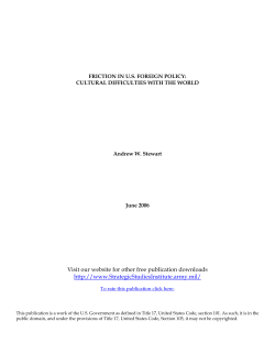 Friction in US Foreign Policy - Strategic Studies Institute