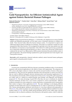 Gold Nanoparticles: An Efficient Antimicrobial Agent against Enteric