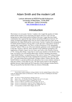 Adam Smith and the modern Left Introduction