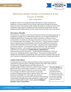 BHCOE draft concept paper - National Council for Behavioral Health