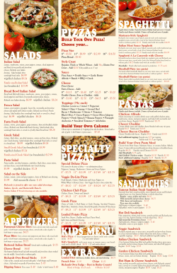 SALADS PIZZAS SANDWICHES SPECIALTY PIZZAS SPAGHETTI