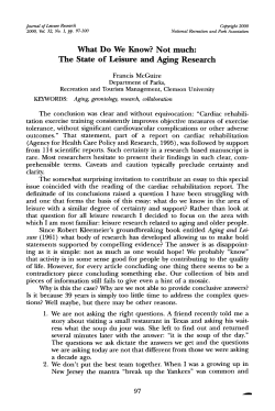 The State of Leisure and Aging Research