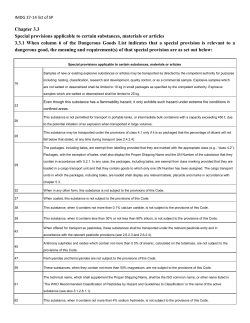 Chapter 3.3 Special provisions applicable to certain substances