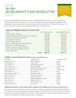 scholarship fund newsletter - Dartmouth Club of the Midwest