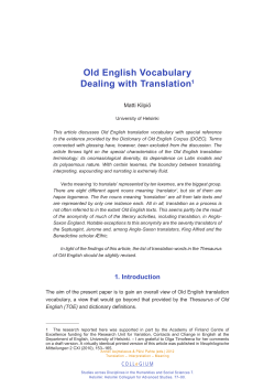 Old English Vocabulary Dealing with Translation1