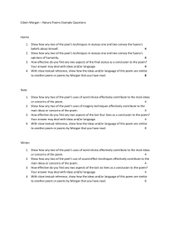 Edwin Morgan &ndash; Nature Poems Example Questions Hyena 1. Show