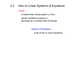 2.2 Intro to Linear Systems of Equations