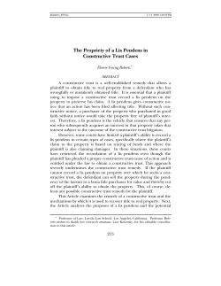 The Propriety of a Lis Pendens in Constructive Trust Cases