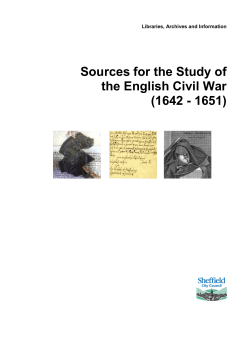 Sources for researching Sheffield and the English Civil War 1642 to