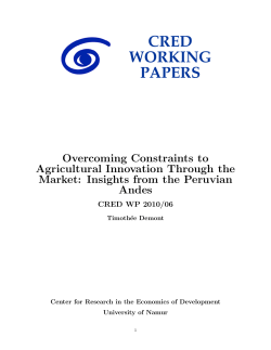 Overcoming Constraints to Agricultural Innovation Through the