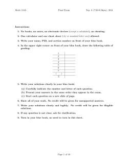 Math 110A Final Exam Sep. 6 (7:00-9:50pm), 2014