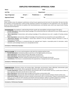EMPLOYEE PERFORMANCE APPRAISAL FORM