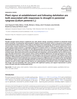 Plant vigour at establishment and following