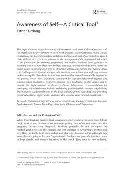 Awareness of Self&mdash;A Critical Tool