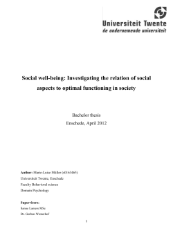 Social well-being: Investigating the relation of social aspects to