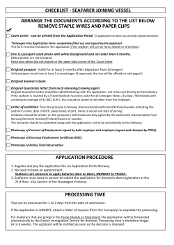 CHECKLIST - SEAFARER JOINING VESSEL ARRANGE THE