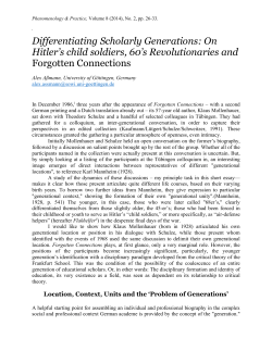 Differentiating Scholarly Generations: On Hitler`s child soldiers, 60`s