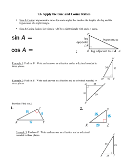 7.6 Apply the Sine and Cosine Ratios