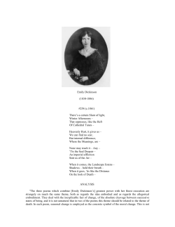Emily Dickinson (1830-1886) #258 (c.1861) There`s a certain Slant
