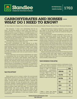 CARBOHYDRATES AND HORSES &mdash; WHAT DO I NEED TO KNOW?