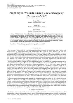 Prophecy in William Blake`s The Marriage of Heaven and Hell