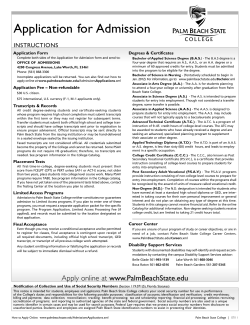 Palm Beach State College Application to Credit Programs