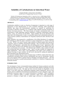 Solubility of Carbohydrates in Subcritical Water