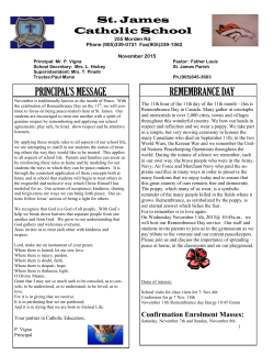 PRINCIPAL`S MESSAGE REMEMBRANCE DAY