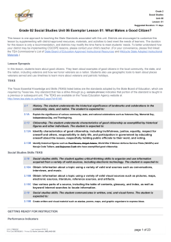 Grade 02 Social Studies Unit 06 Exemplar Lesson 01