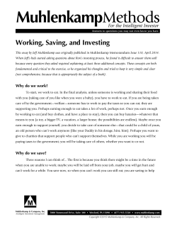 Working, Saving, and Investing