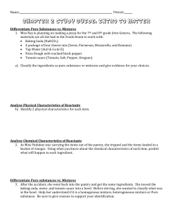 Chapter 2 Study Guide: Intro to Matter