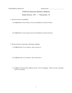 CS206 (Evolutionary Robotics) Midterm Grade fraction: 25