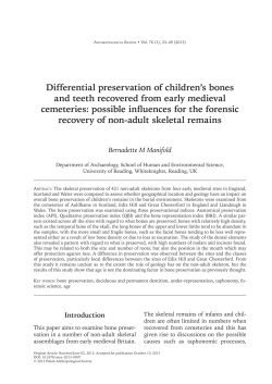Differential preservation of children`s bones and teeth recovered