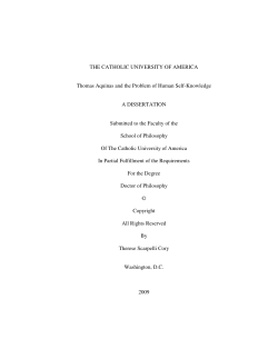 THE CATHOLIC UNIVERSITY OF AMERICA Thomas Aquinas and